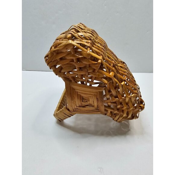 Tiny Small Handwoven Bamboo Basket With Handle 3.5x5" Rectangle - Picture 6 of 7